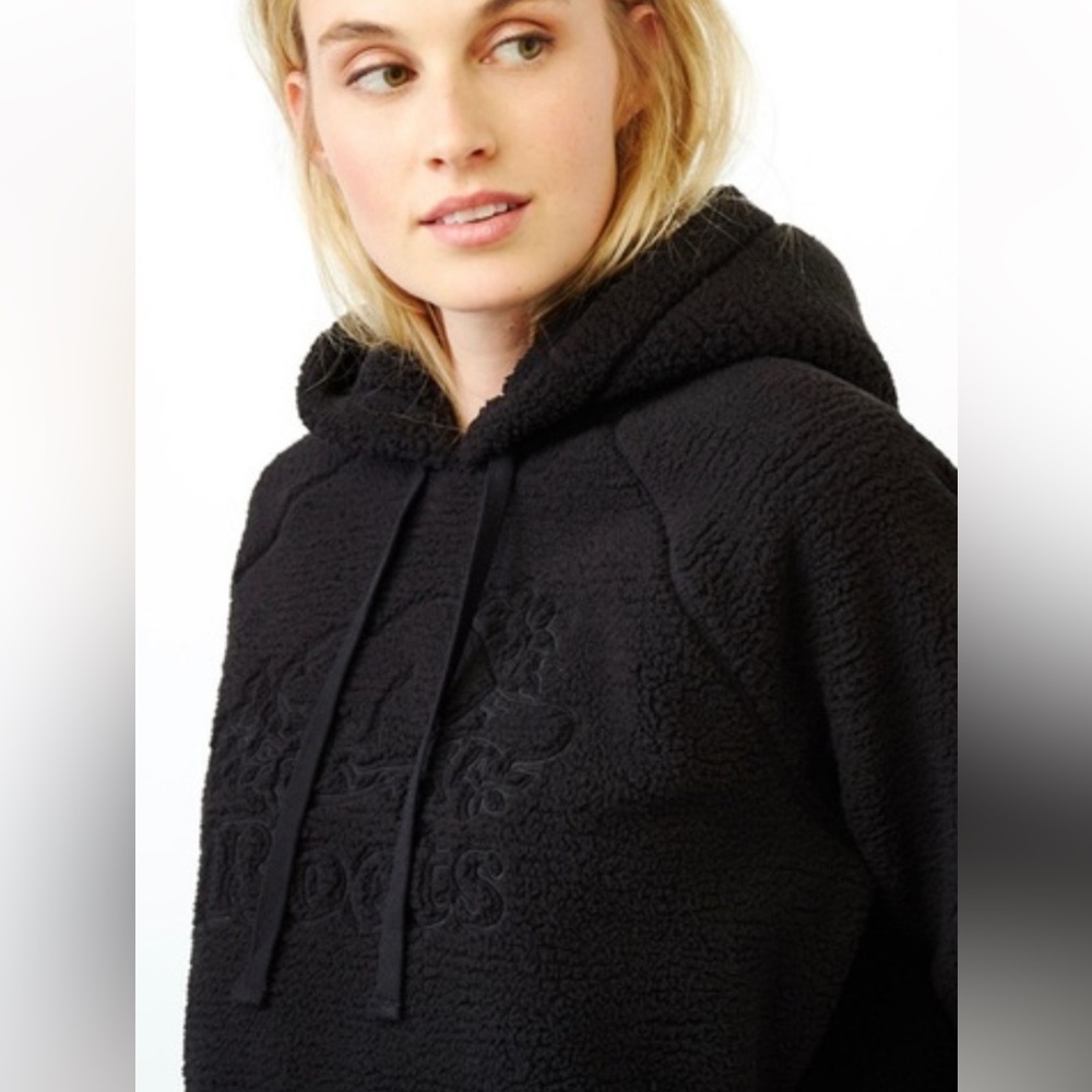 ROOTS Black Sherpa Hoodie, Sz Small. - Picture 2 of 11